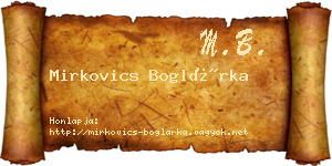 Mirkovics Boglárka névjegykártya